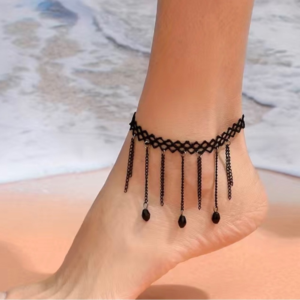 Crystal punk anklet